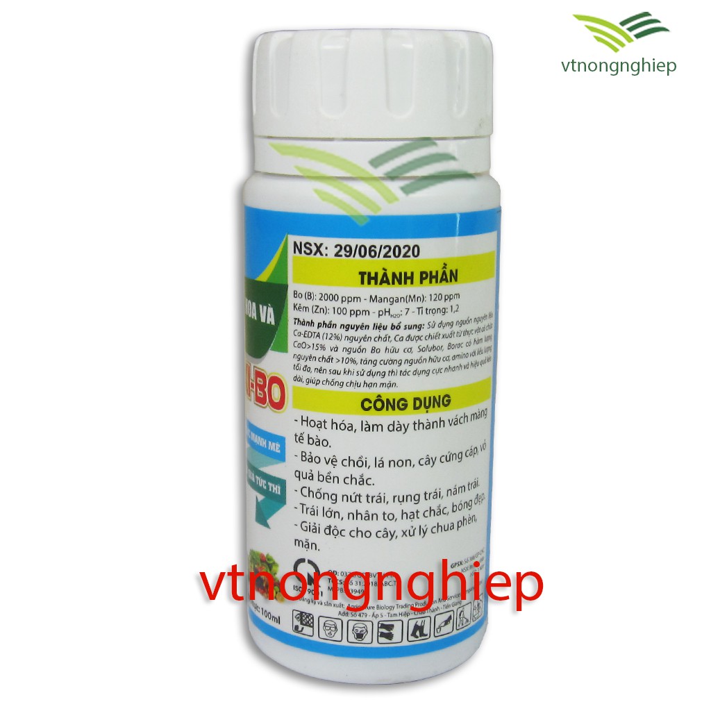Phân bón lá Super Canxi-Bo, siêu canxi bo, nhãn hiệu Thidico, chống rụng nụ hoa và trái, bảo vệ chồi và lá non, lọ 100ml