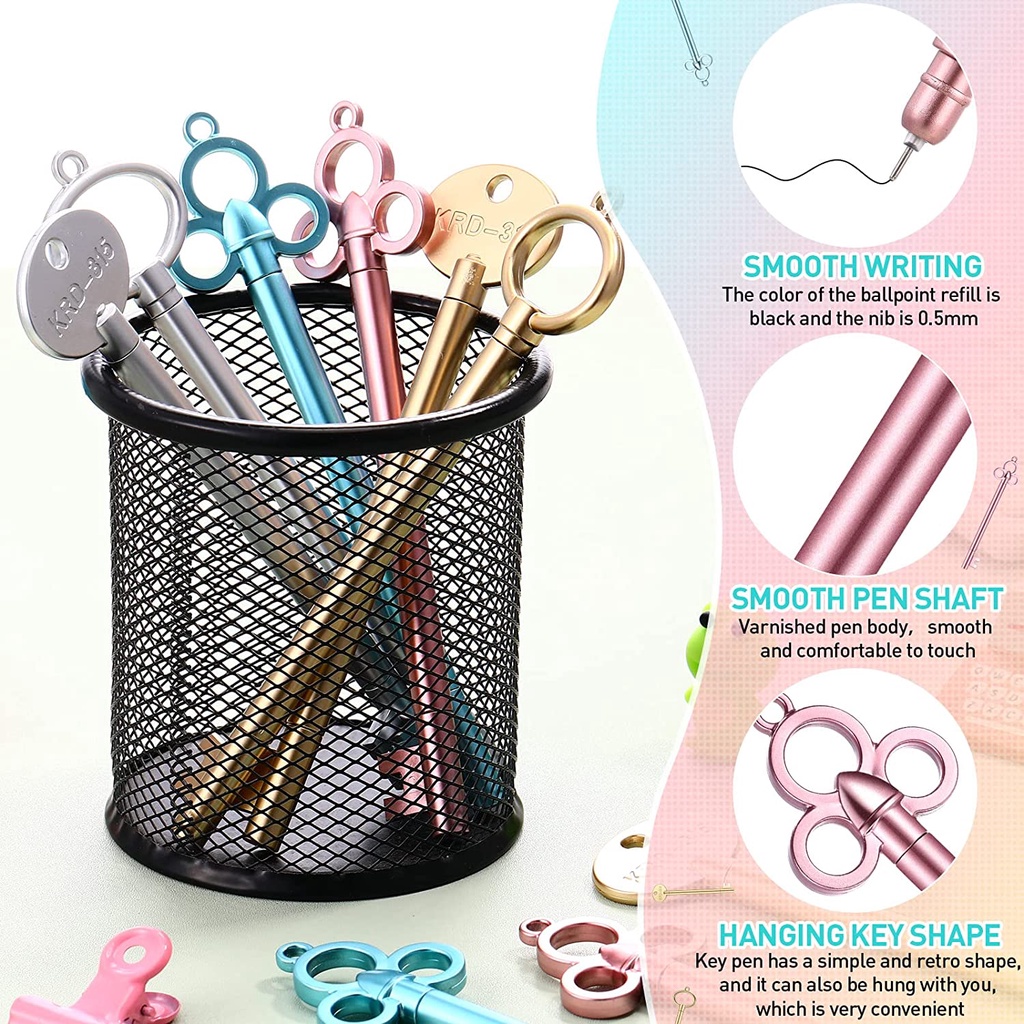 Set 6 Bút Bi Mực Đen Ngòi 0.38mm Hình Chìa Khóa Sáng Tạo Vui Nhộn Cho Học Sinh / Làm Quà Tặng Cho Bé