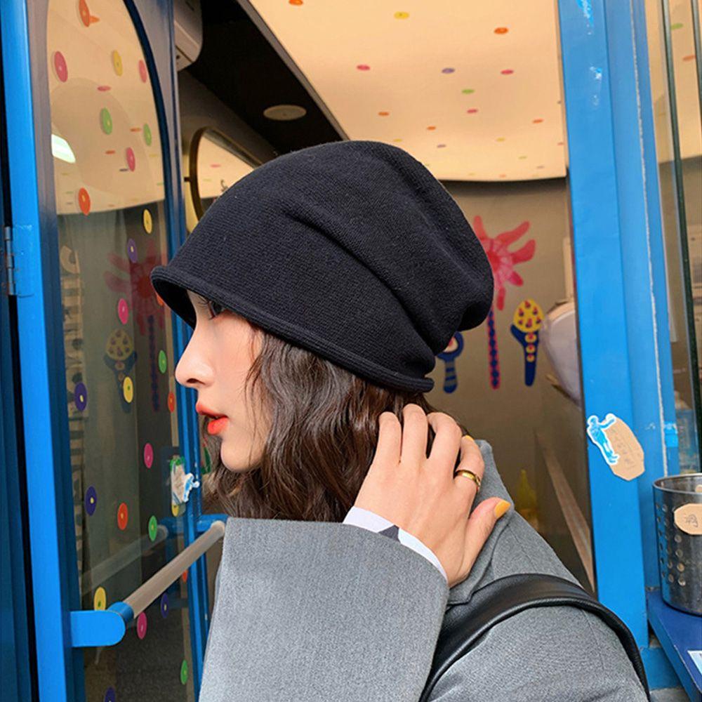 Mũ Beanie Dệt Kim Màu Trơn Dễ Thương 4 Màu Tùy Chọn Cho Nam Và Nữ