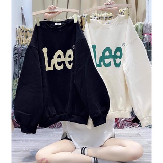 Áo nỉ sweater tay bồng chữ LEE in to