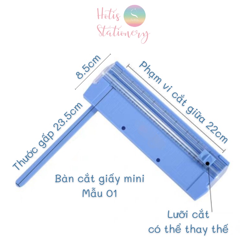 10 MÀU - Bàn cắt giấy mini có thước gấp 27x8.5cm