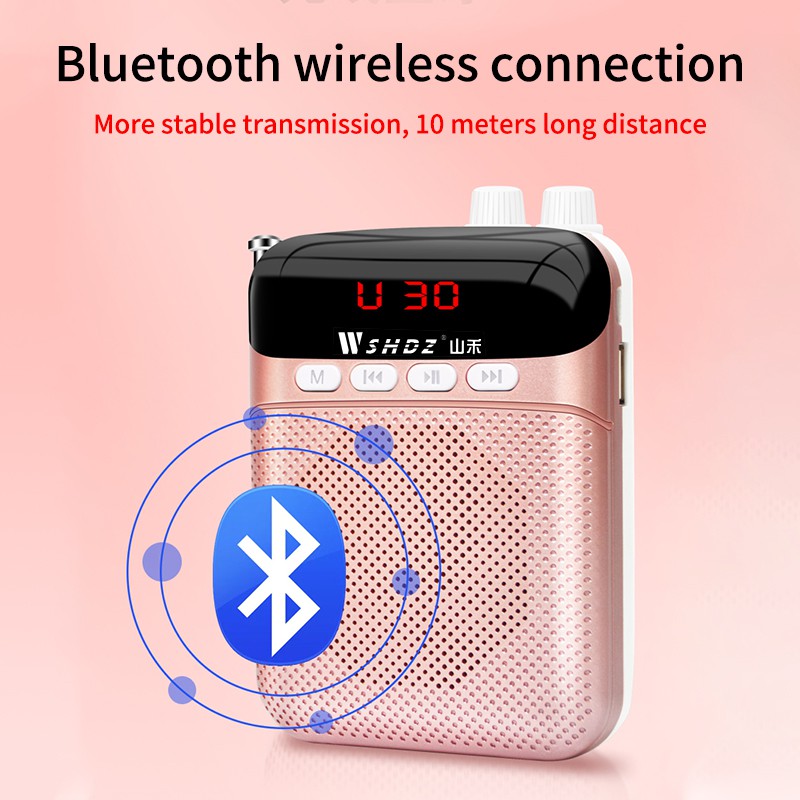 Loa máy trợ giảng Bluetooth 5.0 chuyên nghiệp, có micrô và Chức năng đài FM hỗ trợ thẻ nhớ TF