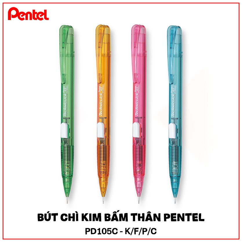 Bút Chì Kim Pentel Bấm Thân Giữa PD105C (ngòi 0.5mm) [Hàng Chính Hãng]