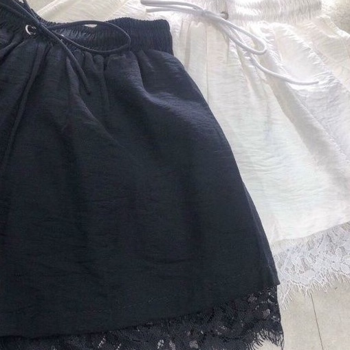 Quần shorts đũi phối ren lưng thun nữ🥰