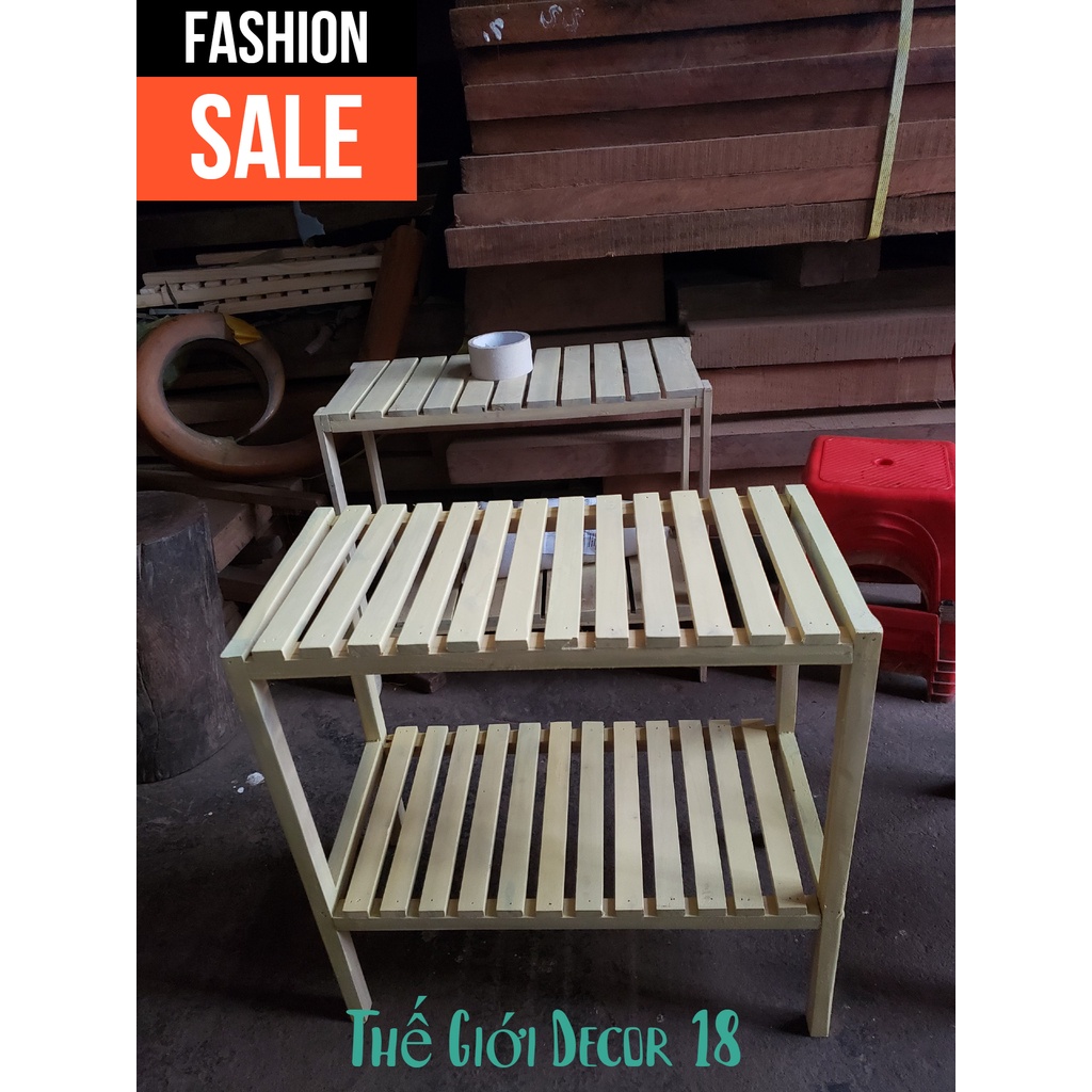 Kệ Giày Bằng Gỗ 2 Tầng Ngang 50cm - Giá Để Giày Dép Đa Năng Gỗ Tự Nhiên Decor