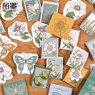 Hộp 46 miếng sticker mẫu con bướm retro