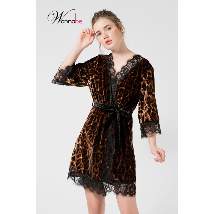 [Mã FASHIONMALLT4 giảm 15% đơn 150k] Áo choàng ngủ nhung velvet, Wannabe KI612