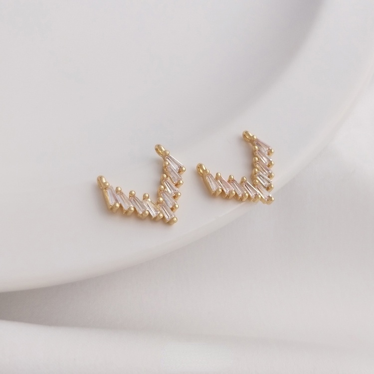 Mặt Dây Chuyền/ Khuyên Tai/ Dây Chuyền Hình Chữ T Mạ Vàng 14K Đính Đá Zircon Hình Chữ V diy