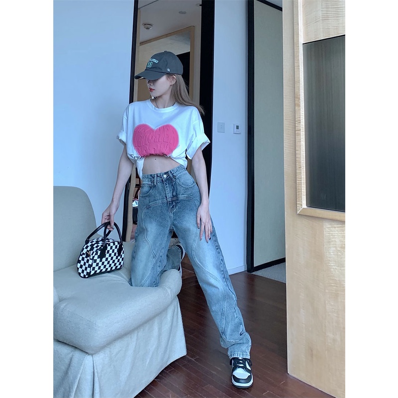 Quần Jeans Nữ Lưng Cao Ống Rộng Thời Trang