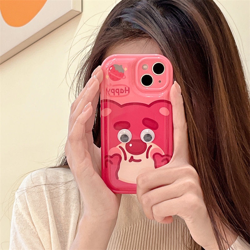 Ốp Điện Thoại Silicon Họa Tiết Chú Gấu Và Quả Dâu Hoạt Hình Dễ Thương Dành Cho Iphone 13 Pro Max 13 11 12