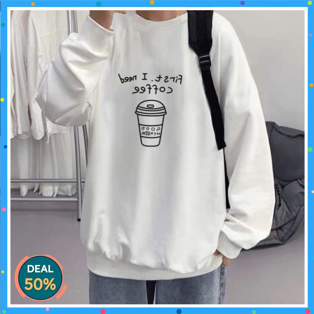 Áo Sweater Form Rộng Unisex Tay Bồng Nam Nữ Coffee Pinktop10, Áo khoác Hoodie Chất Nỉ Dày dặn