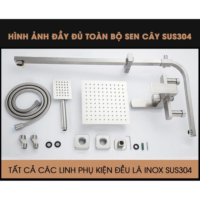 [ FREE SHIP] Sen Cây Tắm Đứng vuông nóng lạnh inox 304 cao cấp, củ sen nặng 2.5kg bảo hành 3 năm ( video thật)