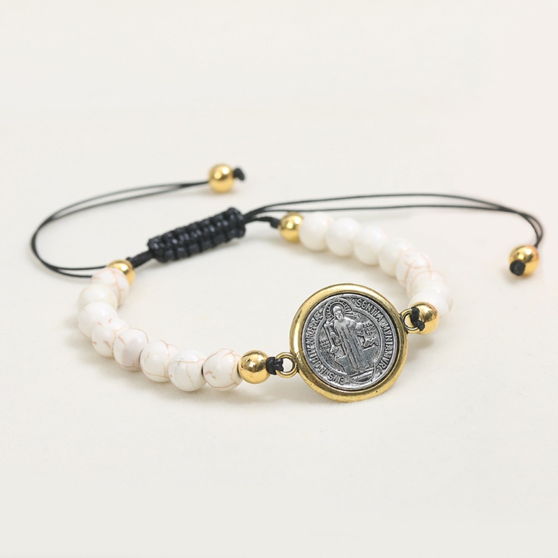 Vòng Tay Mặt Khắc Chữ Saint Benedict Medal Catholic Quà Tặng Giáng Sinh