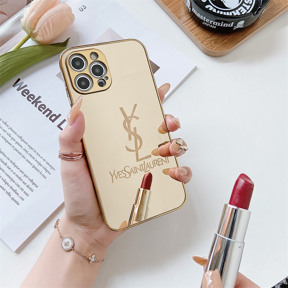 Ốp Điện Thoại Silicon Mềm Mạ Vàng In LOGO Sang Trọng Cho IPhone 13 12 11 Pro Max XS Max X 8 7 Plus
