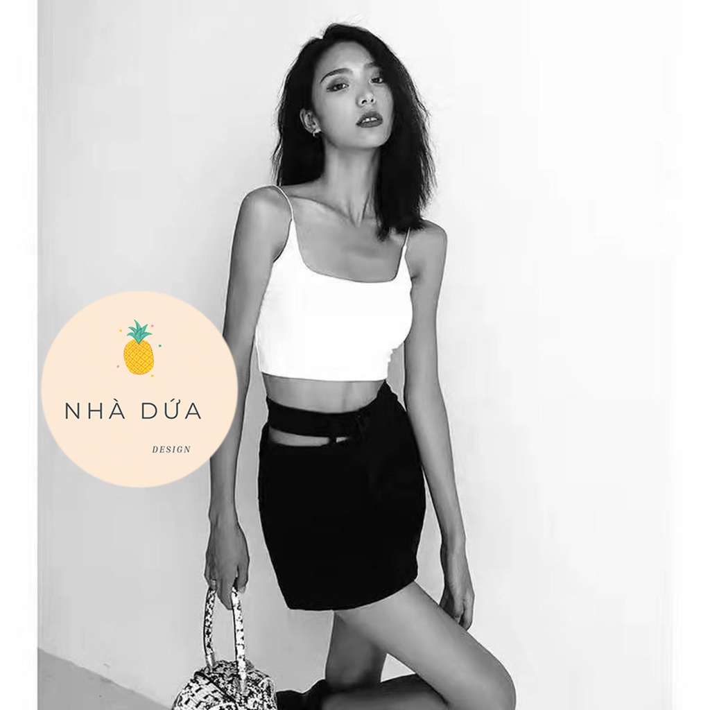Áo thun su đúc 2 dây croptop SIÊU MỀM Quảng châu loại 1 đủ màu trắng kèm mút ngực làm áo bra Nhà Dứa