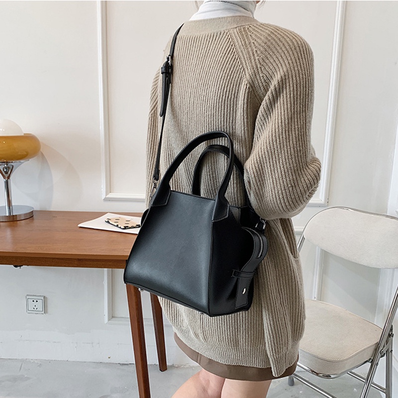 IELGY Túi Đeo Chéo Da PU Màu Trơn Cỡ Lớn Phong Cách retro Thời Trang Cho Nữ
