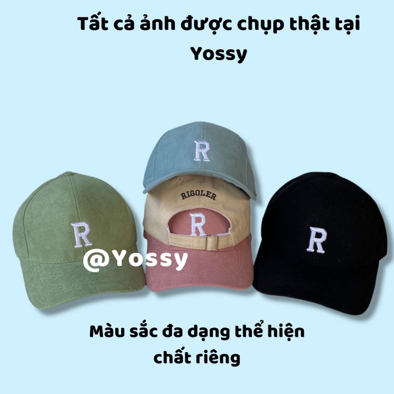 Mũ lưỡi trai nam nữ thêu chữ R phong cách Hàn Quốc ❤ Nón kết kaki unisex cao cấp
