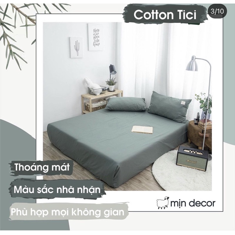 ⚡️TẶNG KÈM COMBO 4 MÓN⚡️Set ga gối cotton tici thoáng mát mềm mịn tặng kèm vỏ gối ôm