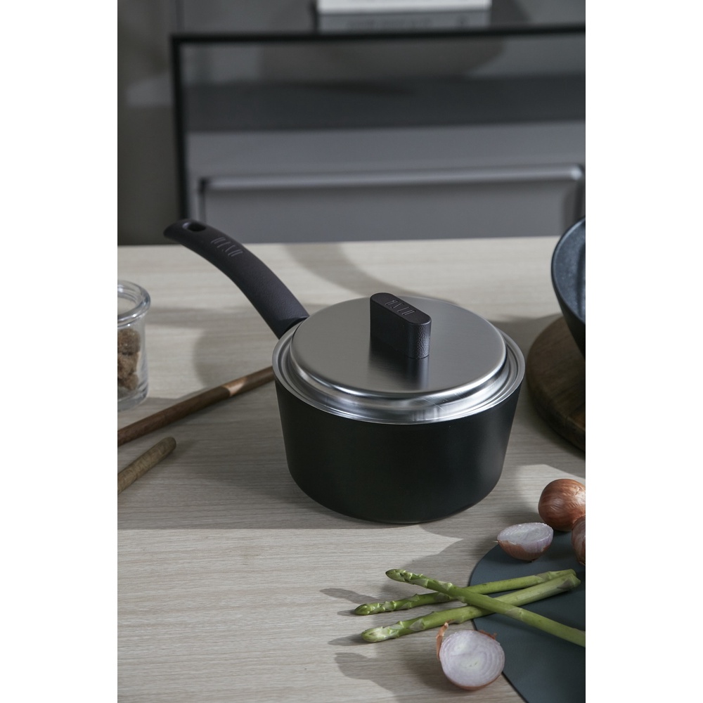 Bộ chảo và quánh nhôm chống dính kèm nắp inox Oslo Fjord Hàn Quốc - Size 18/21/26cm