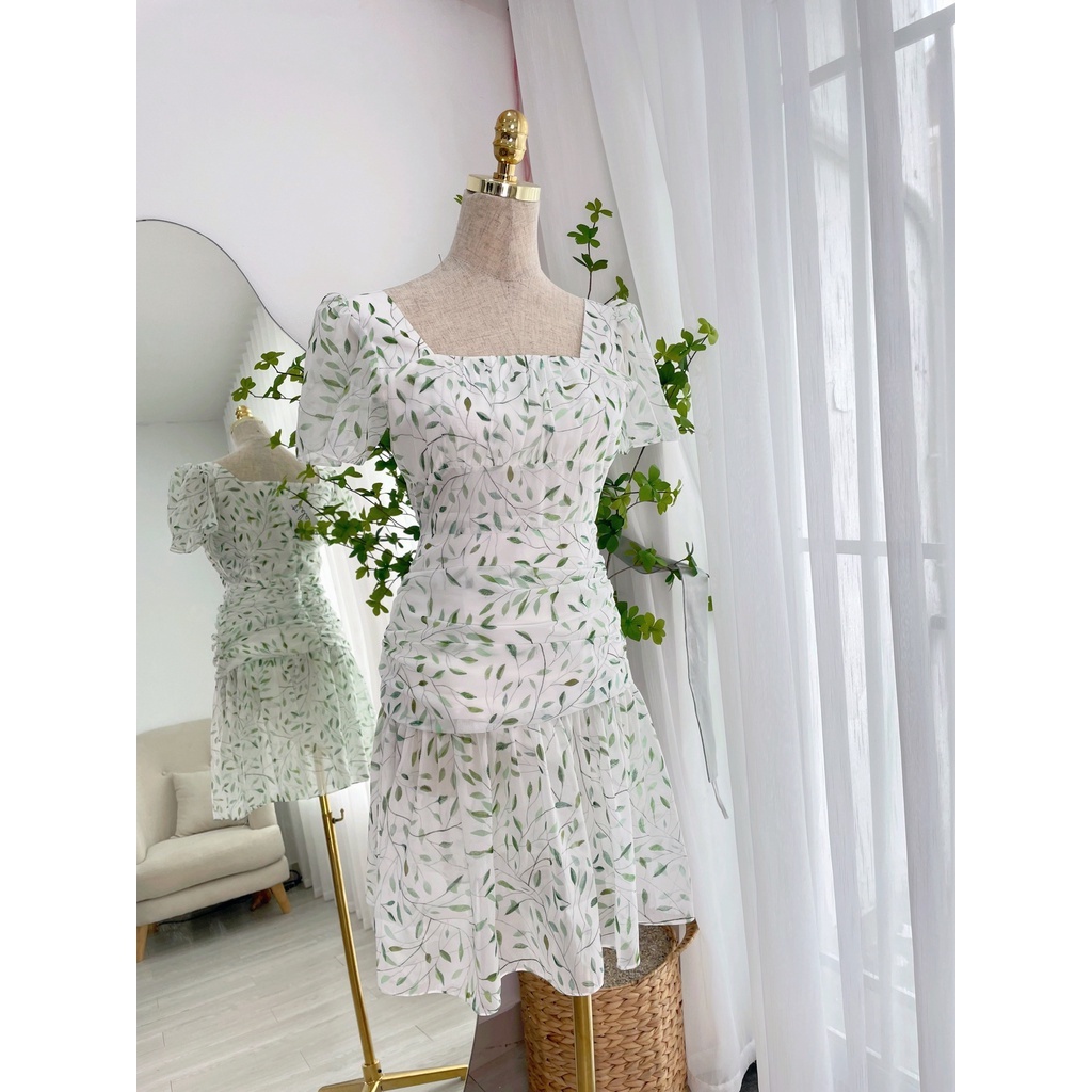 TIELA Đầm váy xếp nhún ở eo-Leaves Dress