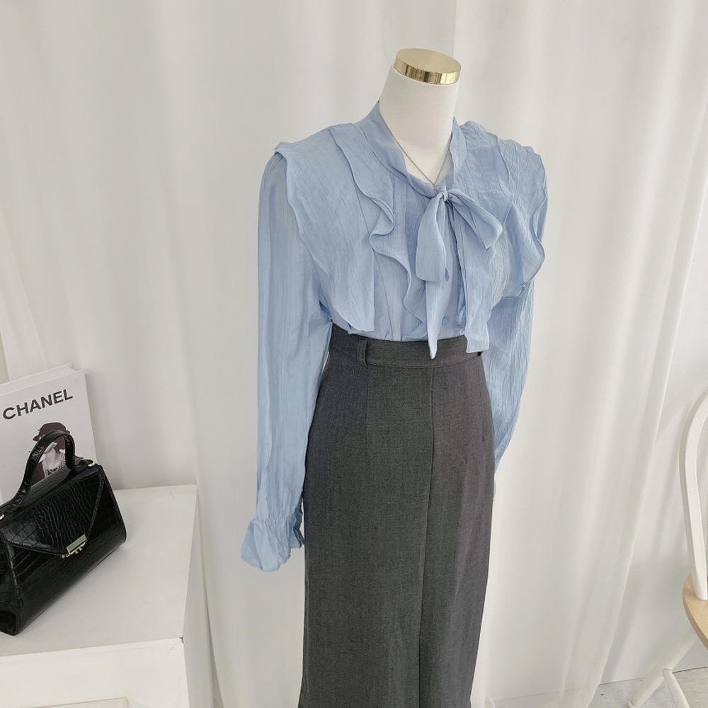 Áo Sơ Mi Voan Cổ Thắt Nơ Thanh Lịch 49763