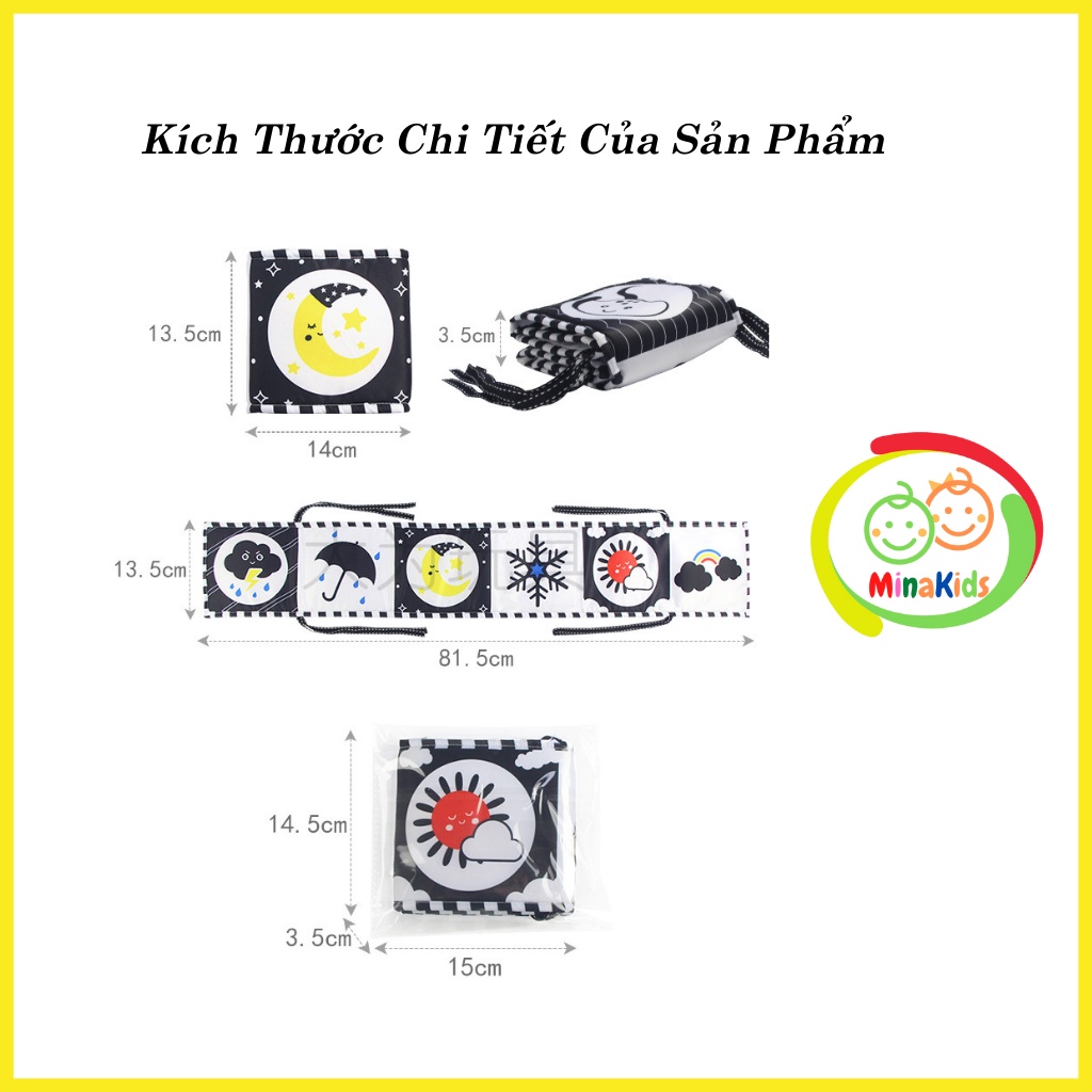 Sách Vải Kiêm Quây Cũi Kích Thích Thị Giác Đen Trắng Và Màu Sắc Đồ Chơi Giáo Dục Sớm Cho Bé Sơ Sinh SV60