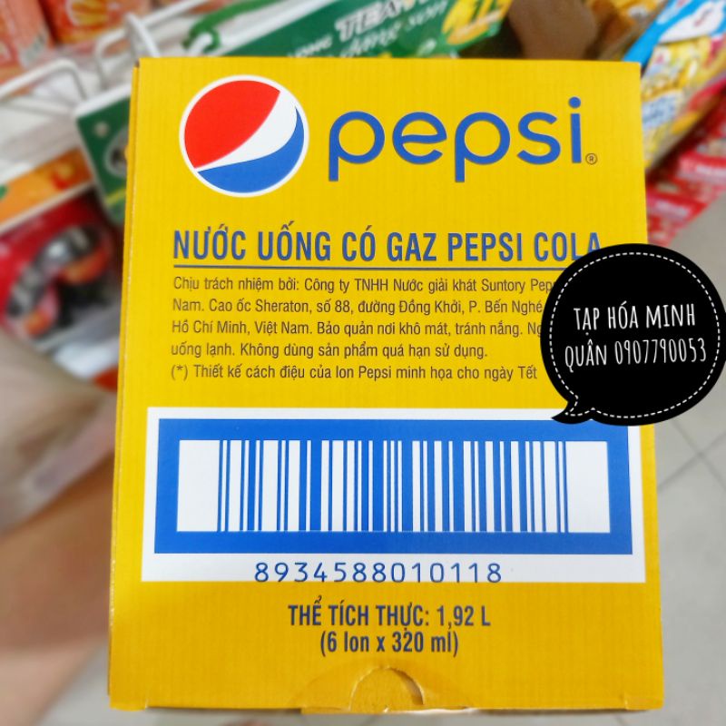 PEPSI LON VÀNG - MẪU TẾT KÌ LÂN - 6 LON x 320ML