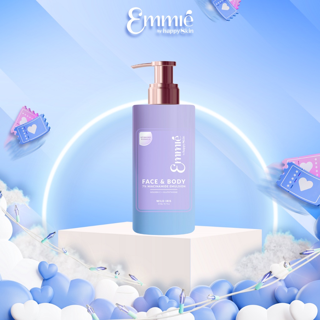 Combo Kem dưỡng trắng da Face and Body 7% Niacinamide Sữa tắm đất sét giảm mụn cơ thể Emmié by happy skin Emmie Luna Đào