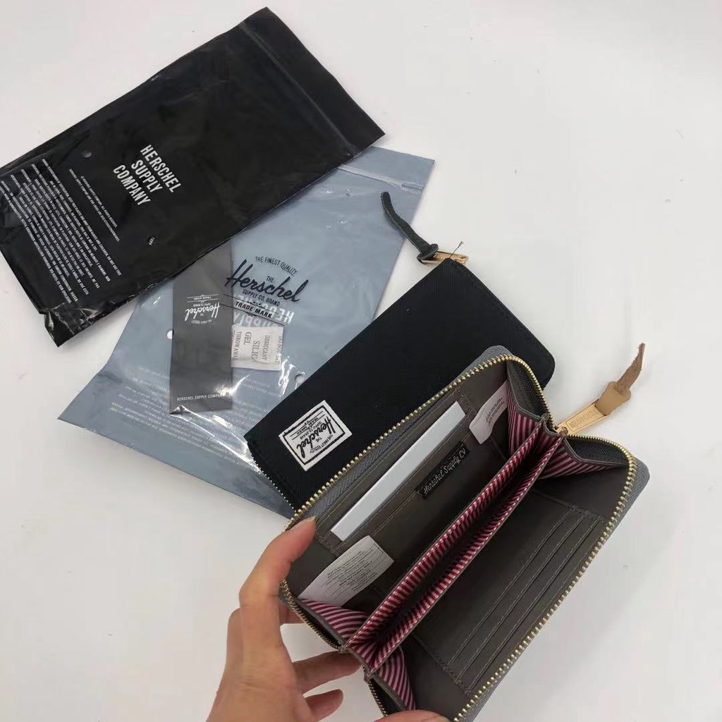 Ví vải dáng dài có nhiều ngăn đựng thẻ phối dây kéo đơn giản thời trang