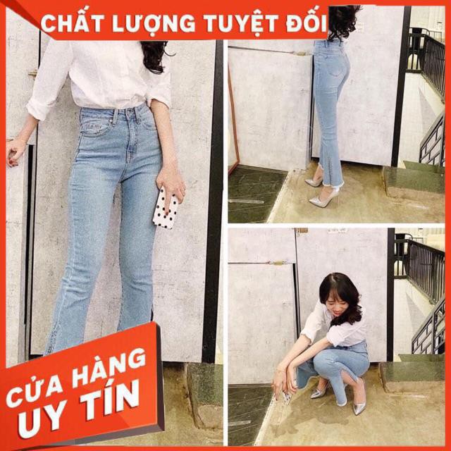 [hình thật] QUẦN JEANS ỐNG LOE ỐNG XẺ 1 bên- chất jeans đẹp xuất sắc