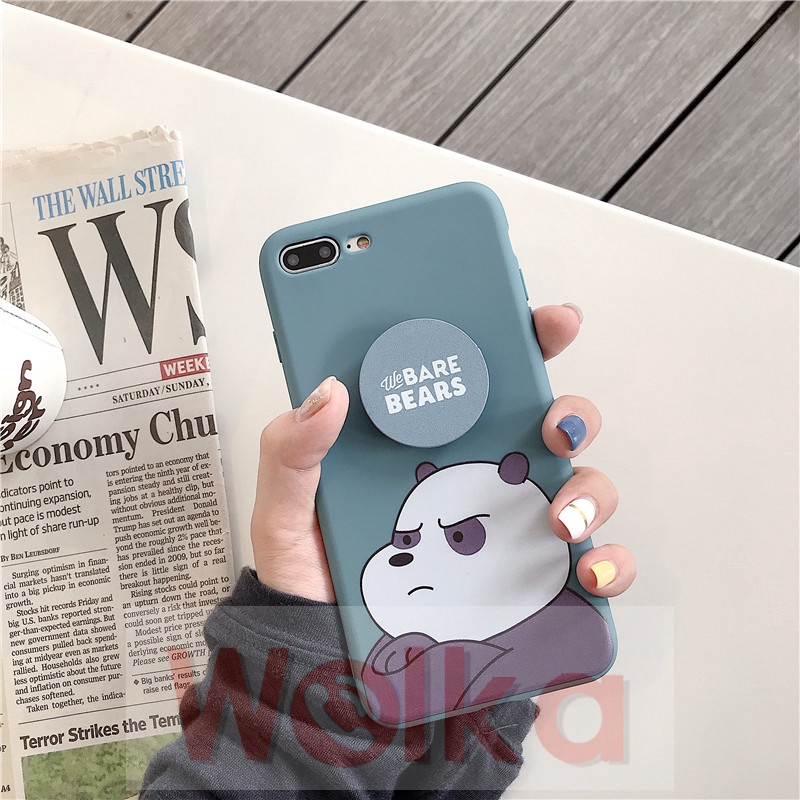 Ốp lưng mềm có phụ kiện đỡ hình We Bare Bears cho Xiaomi Redmi 4A 5A 6A S2 4X 5plus Redmi Note 4 4X 5 5pro 6 6pro 7