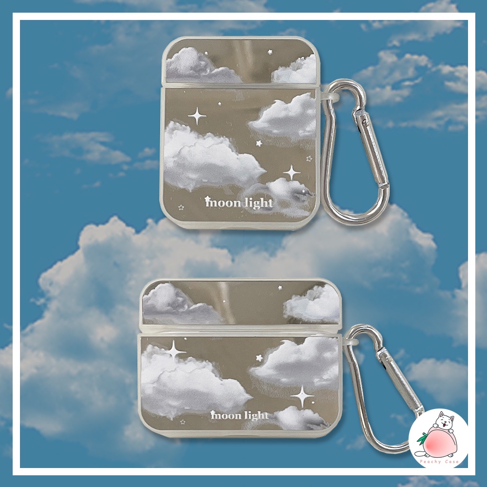 Vỏ bảo vệ hộp sạc tai nghe thích hợp cho Airpods 2 Pro 1 hình đám mây phối gương lấp lánh