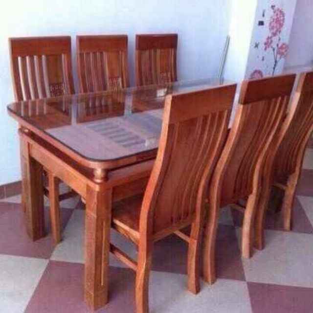 Bộ bàn ăn 6 ghế gỗ sồi Nga