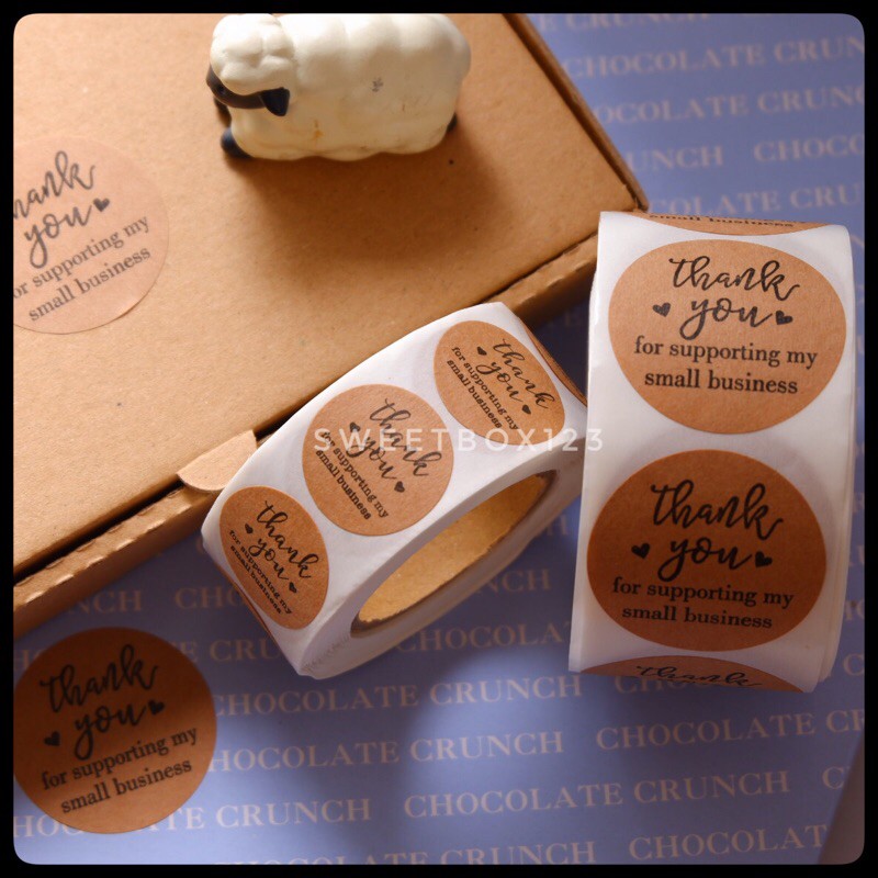 Nhãn Dán Cuộn Sticker Thank you 500 Miếng Dán - Tem Cám Ơn Khách Hàng Thank You Màu Trắng