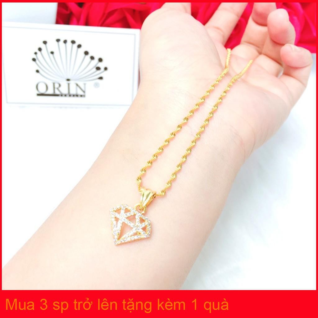 Dây chuyền nữ dạng xoắn mặt hình kim cương đính đá bền màu thiết kế cao cấp Orin D4575