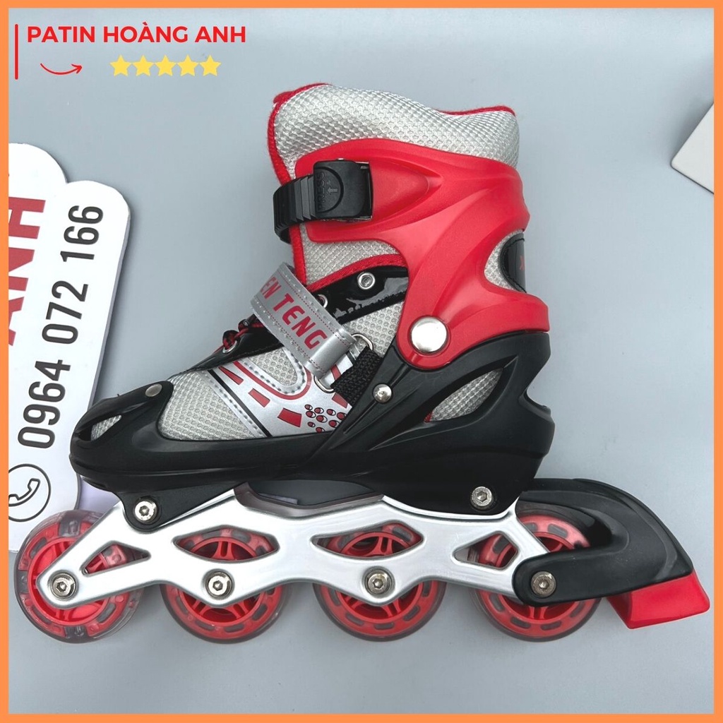 Giày trượt patin trẻ em, tặng mũ bảo vệ, bảo hộ tay chân, pain bánh đầu sáng đèn, điều chỉnh tăng giảm được size sport