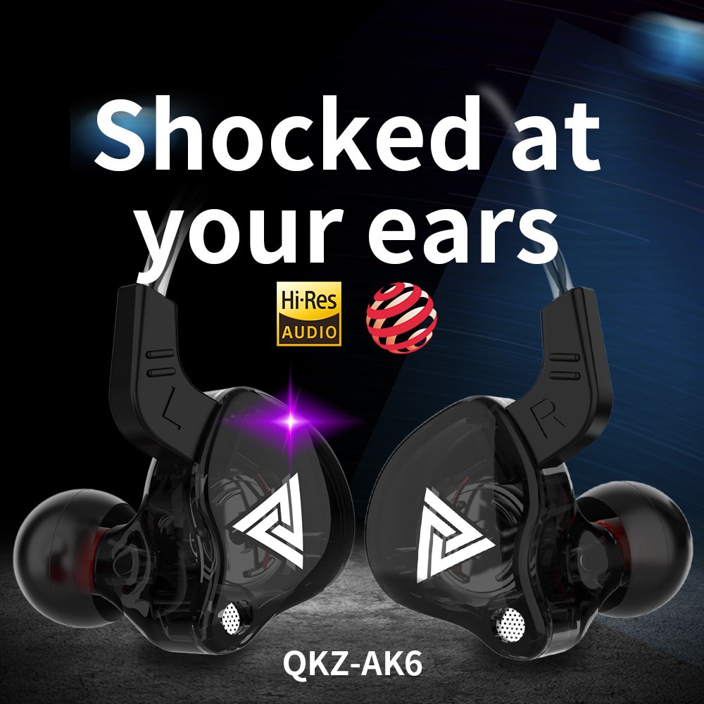 QKZ AK6 Earphone 3.5mm Wired Control In Ear Sports Headphone With Mic Bass Hifi Stereo Gaming Headphones