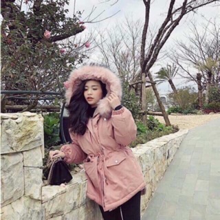 Áo parka hồng