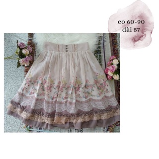 Chân váy Nhật Axesfemme print hoa trà tone hồng da