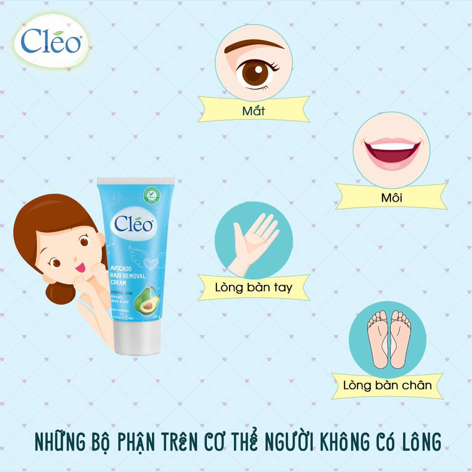 Kem Tẩy Lông Cho Da Thường Cleo Avocado Hair Removal Cream Normal Skin 25g