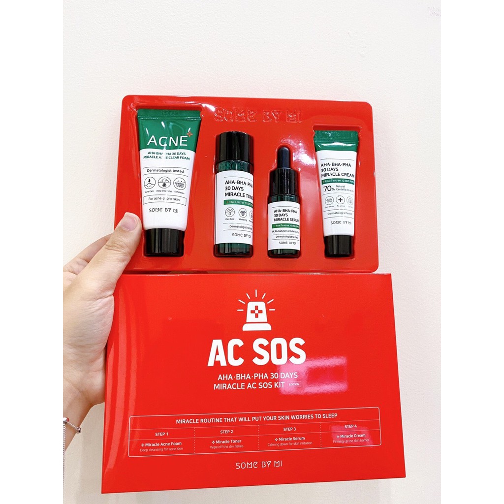 Bộ Chăm Sóc Da Some By Mi Set 4 Món Giảm Mụn AHA-BHA-PHA 30 Days Miracle AC SOS Kit | BigBuy360 - bigbuy360.vn