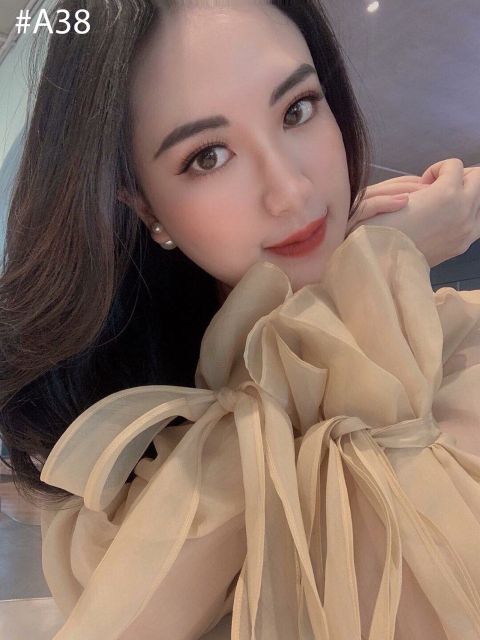 Áo xốp kiếng tay nơ - chân váy A