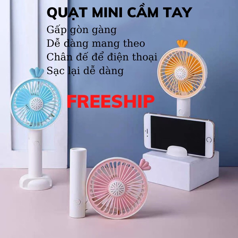 Quạt Tích Điện Quạt Mini Cầm Tay Gấp Gọn Tiện Lợi VTL Shop