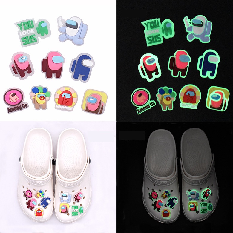 Phụ Kiện Nút Bấm Giày Dép crocs diy Dạ Quang Chuyên Dùng