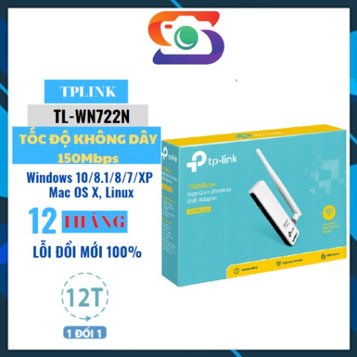 USB Wi-Fi Tplink WN 722N - Chuẩn N  1 Anten (Hàng Chính Hãng) Thu Wifi Cực Mạnh ❤️️ Vô Cùng Tiện Lợi