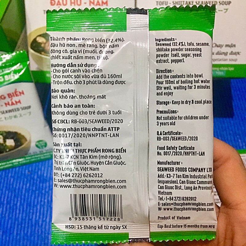 [Sale sốc] Hộp 10 gói x 5g Canh rong biển Đậu hủ Nấm ăn liền chay mặn đều được rong biển wakame Nhật bản không bột ngọt