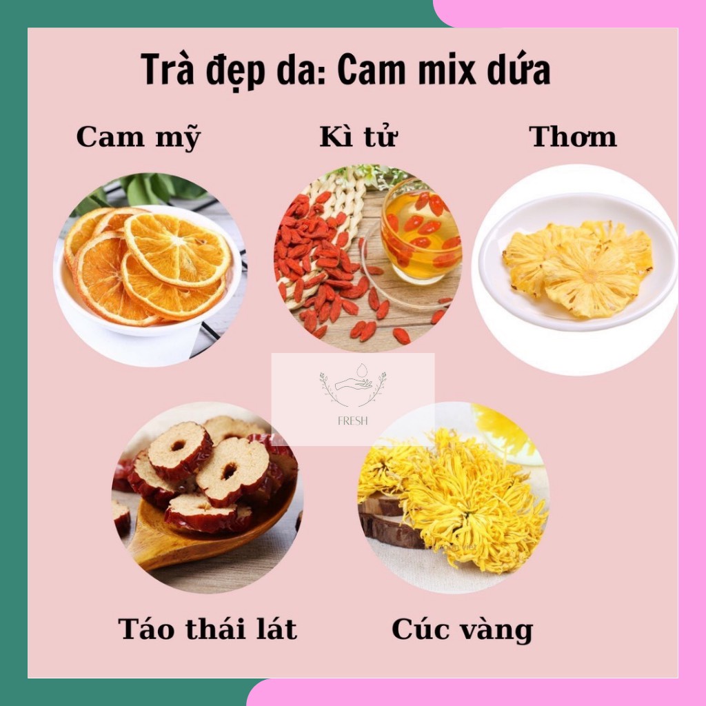 Trà Detox giảm cân cam mix dứa sấy khô FRESH DETOX -trọng lượng 10-20 gói (ảnh thật mua 2 giảm 3k)