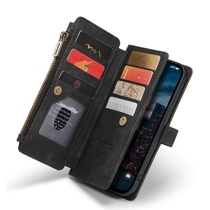 Ốp Điện Thoại CaseMe Đa Năng Có Khóa Kéo + Ngăn Đựng Thẻ Bằng Da Cho Iphone 14 Plus 11 12 13 Pro Max