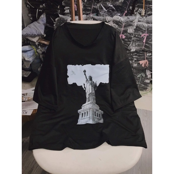 Áo thun tay lỡ tượng nữ thần tự do TC6