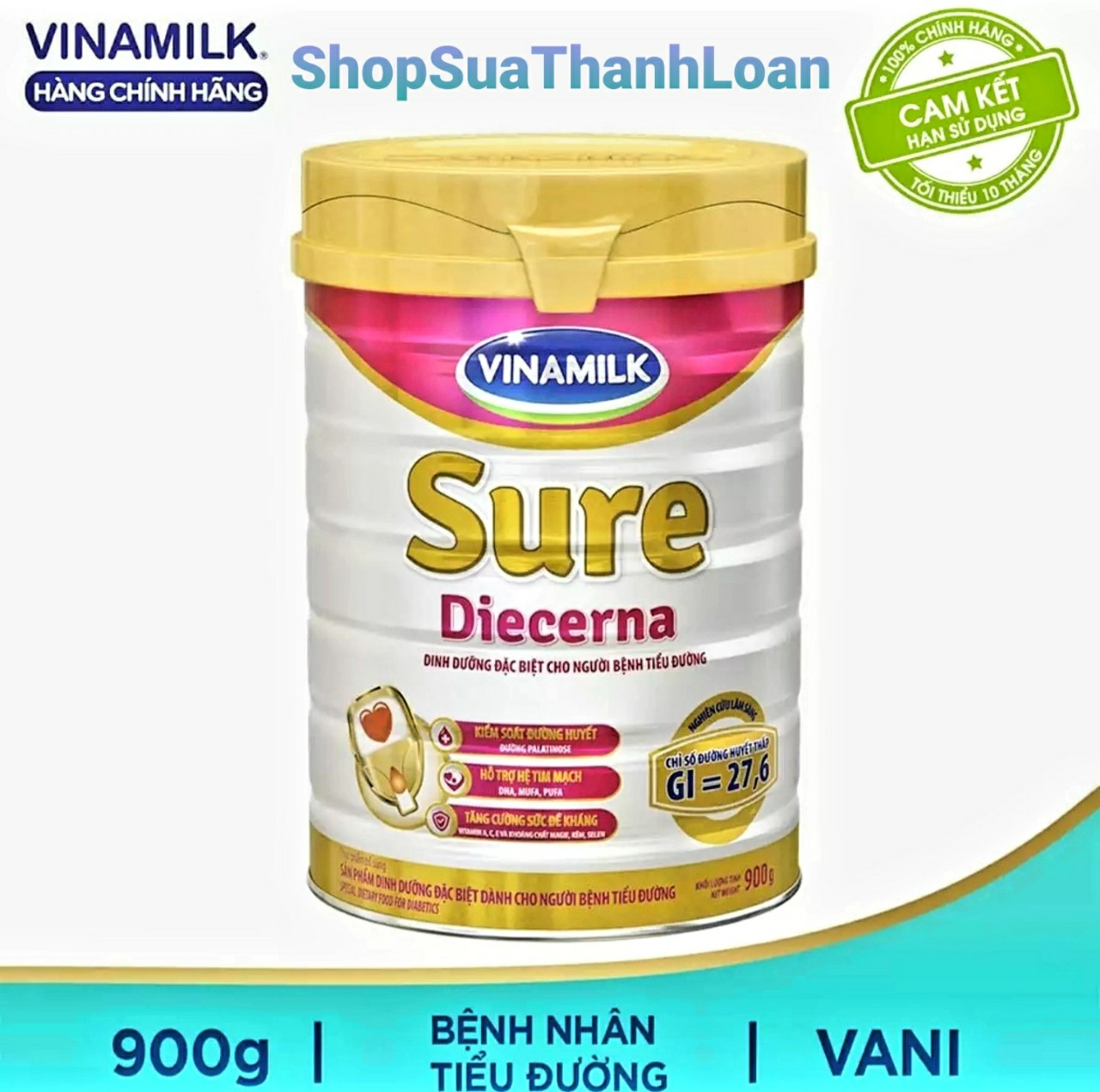 [HSD T5-2023] COMBO 2 LON SỮA BỘT VINAMILK SURE DIECERNA 900G